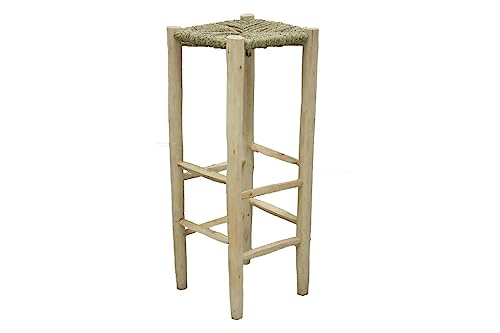 Mimbre Natural Taburete Alto DE Madera Y Enea (35×35×90)