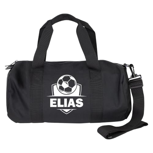 Herz & Heim® Sporttasche Fußball personalisiert mit Name – Trainingstasche für Fußballer – Sport Tasche als Geschenk – Duffle Bag für Fußballtraining, Verein & Freizeit