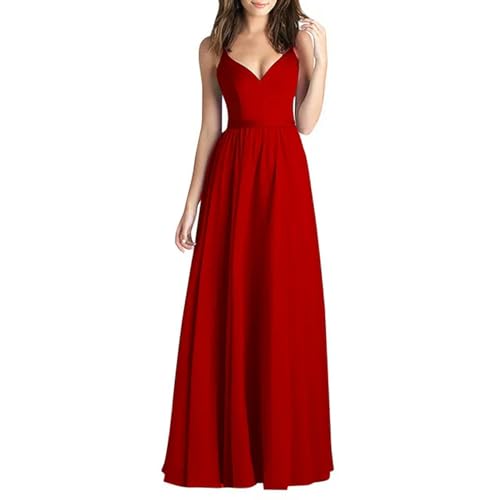 ARESU Elegantes, solides formelles Anlasskleid für Damen, sexy...