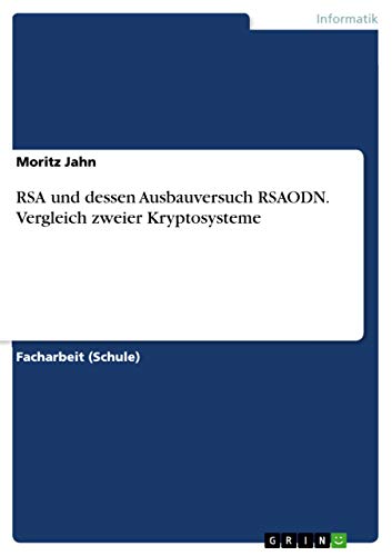 Bild: RSA und dessen Ausbauversuch RSAODN. Vergleich zweier Kryptosysteme f�r 13,99 EUR bei amazon.de