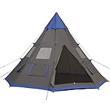 Outsunny 12Ft Camping Tent 6-7 Person 4 Season with 8 Mesh Windows, Outdoor Teepee Tent with...