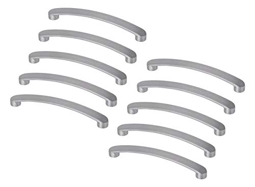 Preisvergleich Produktbild Gedotec Design Schubladengriff Chrom matt Möbelgriff 160 mm Küchengriff Schranktüren - Andrea / Griff Höhe 32 mm / Schrankgriff Metall verchromt silber matt / 10 Stück - Bogengriff Küche mit Schrauben
