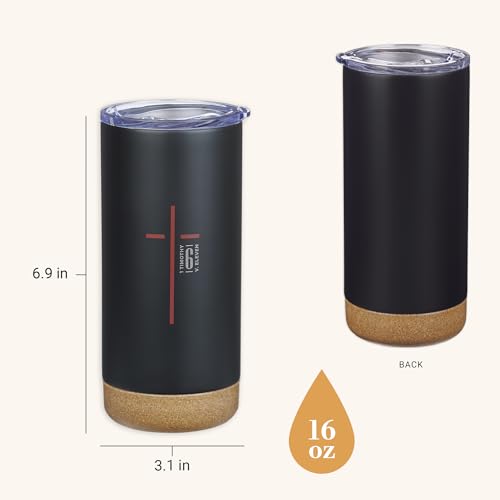 Image of Christian Art Gifts 16 oz. Black & Red Cross Man of God Travel Tumbler