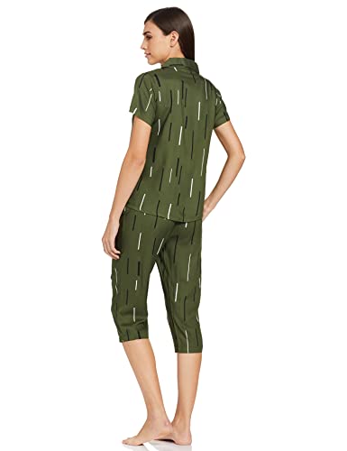 Image of Longies Women's Rayon Capri Nigh Suit Regular Set (LGRCSSYV001 Dark Green029 XL)
