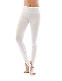 YESET Thermo Fleece hoher Bund mit Steg Leggings Baumwolle Leggins Weiss XXXL