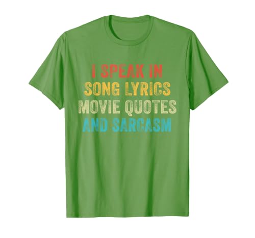 I Speak in Movie Quotes Lyrics and Sarcasm Vintage T-Shirt, Men, Grass Green, 3X-Large
