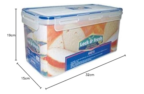 Image of ARISTO Plastic Air Tight Kitchen Container /Box with Dry Storage System, set of 3, 6070 Ml, Standard, Transparent, (32 x 15 x 19 CM)
