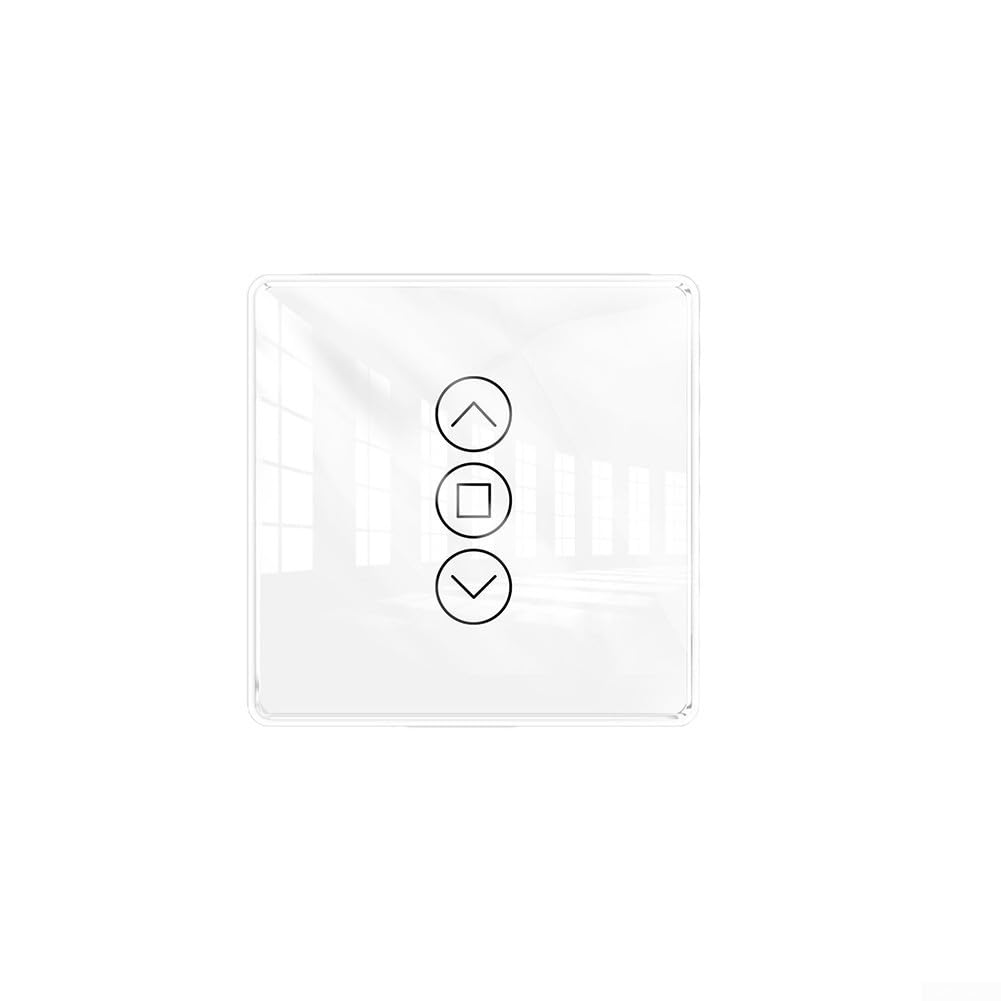 Smart Roller Shutter Switch with 2.5D Curved Tempered Glass Touch Panel, Voice Control, Opening Calibration Scheduled Automation for Tuya Smart-Home Devices