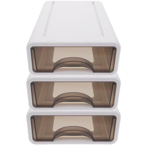 TOYANDONA Organizador de Escritorio Apilable de 3 Capas Caja Plástica Cerrada para Almacenamiento de Papelería y Cosméticos, Adecuado para Uso en Hogar y Oficina