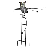 Huge Flying Metal Owl Garden Decorative Stakes 81" High, Iron Yard Animal Balancer Swing in Heavy Winds, Kinetic Balancing Art for Outdoor Lawn Courtyard Grassland Patio Farm Decor, Scaring Birds Away