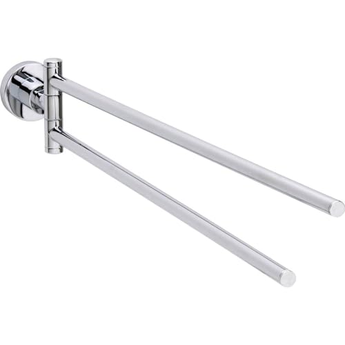 tesa LOXX Bad Handtuchhalter, 2-armig und schwenkbar, verchromt - zur Wandbefestigung ohne Bohren, inkl. Klebelösung - 50 mm x 85 mm x 485 mm