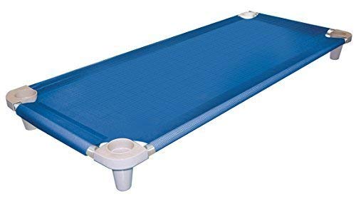 Acrimet Premium Stackable Nap Cot (Stainless Steel Tubes) (Blue Cot - Grey Feet)