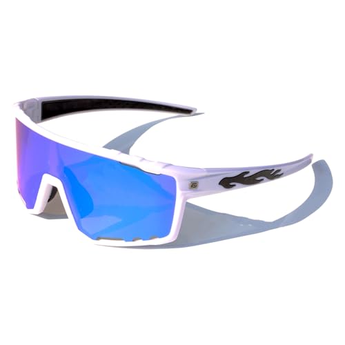 Image of PAIS Photochromic Sport Sunglasses for Big Heads, Man Women XXL Shades - Wide Temple Fit, Flame Motif, Cycling Biking Running