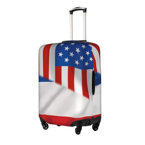 Travel Luggage Cover America Flag And France French Flag Fashion Washable Baggage Suitcase Protector Fit For Luggage Small2