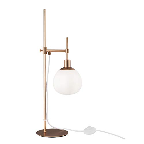 Lampe à poser, lampe de table, lampe de chevet, style Moderne, Art Deco, Armature en metal couleur or, Abat-jour en verre couleur blanc, ampoule non incluse, 40 W E14 220V -240V