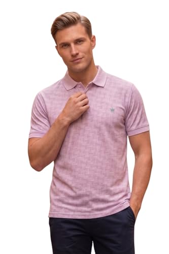 Image of Louis Philippe Men's Slim Fit Cotton Pique Polo Tshirt with Stretch and All Over Print