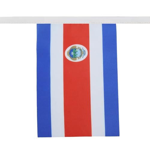 Image of AZ FLAG Costa Rica 6 meters BUNTING Flag 20 flags 9'' x 6'' - Costa Rican STRING flags 15 x 21 cm