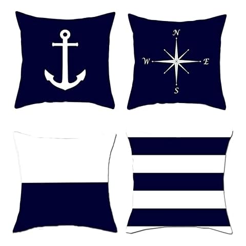 SCVBLJS Nautical Cushion Covers Set of 4 Cover