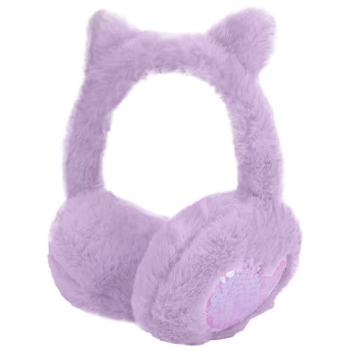 Cute Animal Earmuffs for Girls Women Winter Soft Plush Ear Warmers Outdoor Ear Muffs With Cat Ears
