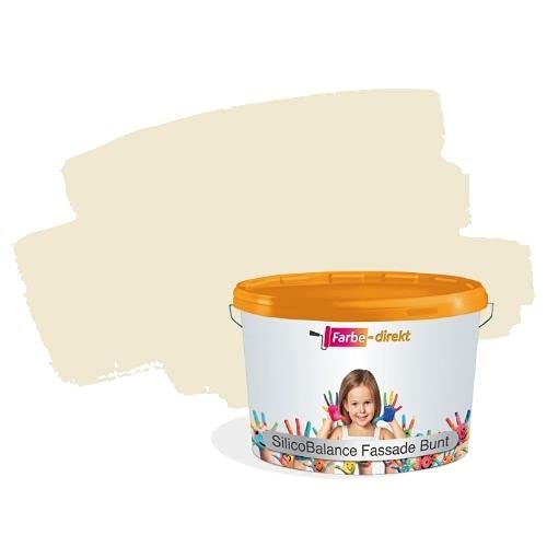Bio Fassadenfarbe beige braun Farbe-Direkt SilicoBalance 5 L Fassade Gewässerschonend hoch Wetterbeständig Siliconharz Farbe mit Allroundschutz Sand 6 Cover
