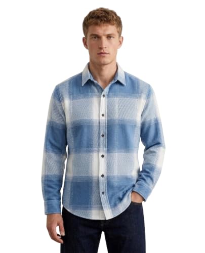 Image of DEELMO Men's Cotton Blend Printed Checkered Casual Shirt | Full Sleeve Button Down Regular Fit Collared Shirt | Soft & Breathable Everyday Wear for Office (Available in Plus Size)