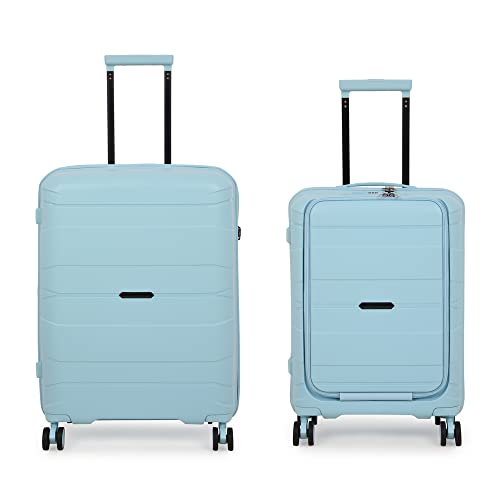 Image of it luggage Momentous Sky Blue Set of 2-24 & 20 inches Cabin with Padded Laptop Section & Medium-Expandable Polypropylene Hardsided with TSA Lock 8 Wheel Trolley Bag