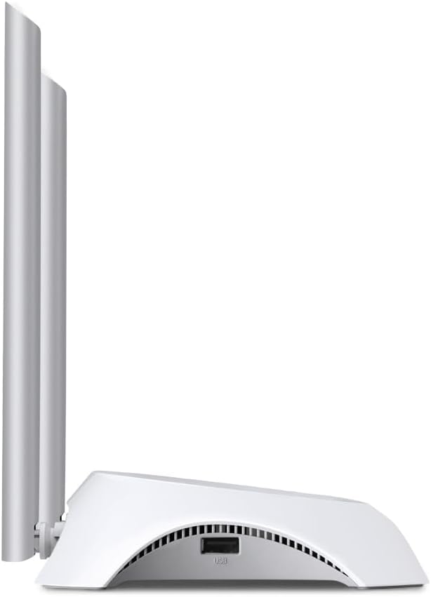 Strana view of the TP-Link TL-MR3420 Wireless N300 3G/4G Router showing the USB port