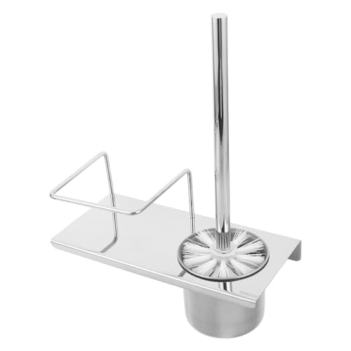 Brosse à toilettes support mural acier inoxydable argenté gain de place WC - 2