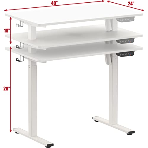 Shw Electric Height Adjustable Desk With Memory Preset, 40 X 24 Inches, White #TOP2