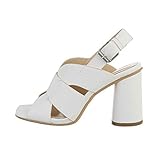 zara sandaletten blau  Ital Design Damenschuhe Sandalen & Sandaletten High-Heel Sandaletten, 9936-, Kunstleder, Weiß, Gr. 38