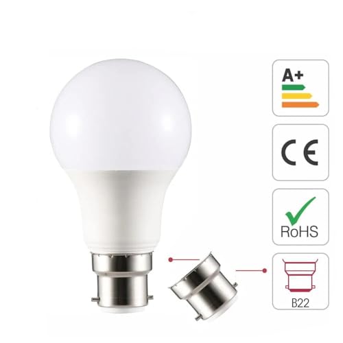 Image of 9W LED Bulb Cool Day White B22 Base Energy Efficient High Voltage Protection Pack of 10
