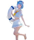 Anime Re:Zero - Starting Life in Another World: Rem Character Female Sailor Swimsuit for Cosplay (Style2, XL)