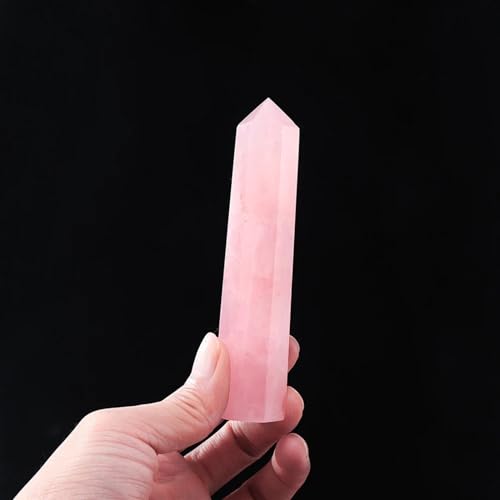 1pc Rose Quartz Crystal Point Crystal Column Hand Polished Hexagon for Home Furnishing Decoration Ornaments (Size : 7-9cm)