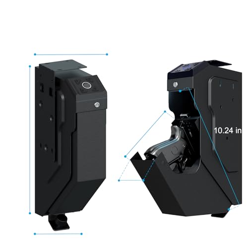 Image of VERPROOF Gun Safe Quick Access Handgun Firearm Safes for Pistols Drop Down Single Gun Safety for Nightstand Wall Mount Bedside Desk Vehicle Bed Personal Safe with Keypad Lock and Key Lock