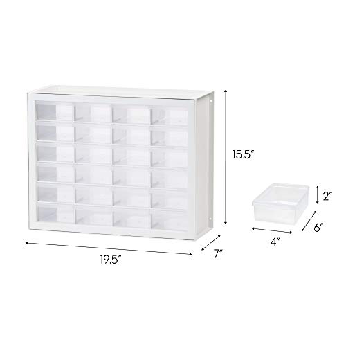 Iris Usa 24 Drawer Stackable Storage Cabinet For Hardware Crafts And Toys, 19.5-Inch W X 7-Inch D X 15.5-Inch H, White - Small Brick Organizer Utility Chest, Scrapbook Art Hobby Multiple Compartment #TOP2