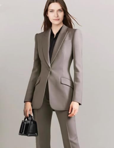 Women's Pant Suit 2 PC Business Formal Suit Slim Fit Lady Blazer Pant Set2