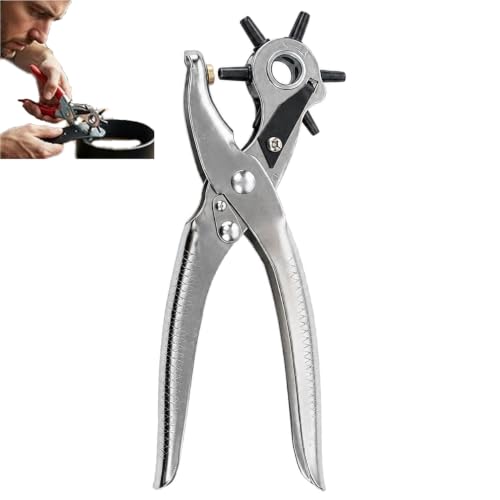 Juego De Perforadora De Cuero Rotativa Basics,Sacabocados Para Cuero De Golpe,Herramienta De Punzonado Con Varios Tamaños De Agujero,Para Cuero,Cinturones,Cartón Y Manualidades,Color Plata