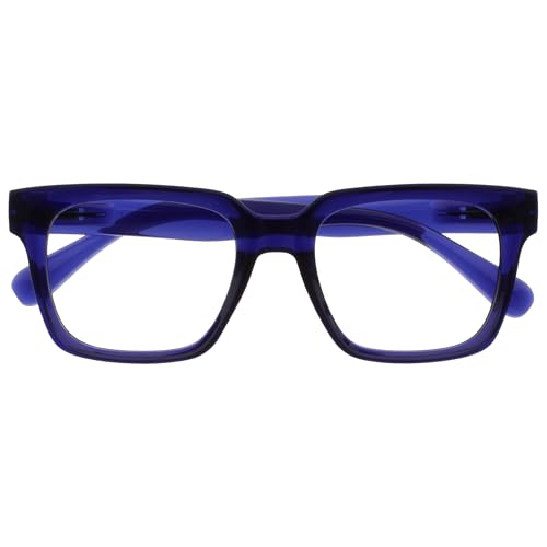 Image of OPULIZE ERA Blue Light Blocking Reading Glasses for Women & Men-Readers-Anti-Glare-UV400 Protection-Oversized Frame-Computer and Screen Glasses-Indigo Blue-+1.00(Pack 1 of with 1 Pouch)