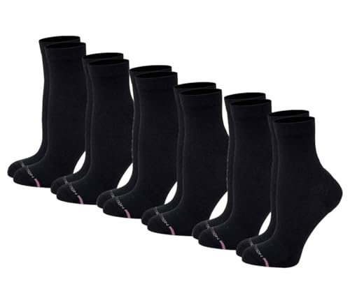 Dr. Motion Women Mid-Crew Compression Socks With Half-Cushion And Breathable Arch Support 6 Pairs