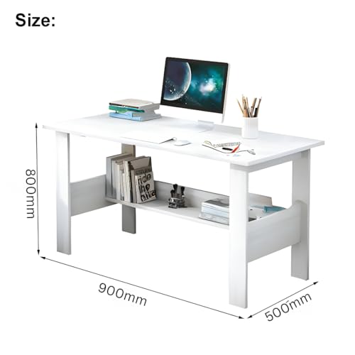 Image of MATTERHORN Engineered Wood Office Table, Work from Home Table with Shelf for Storage (DIY, 900 x 500 x 800 cm, MOOT0126-10001)