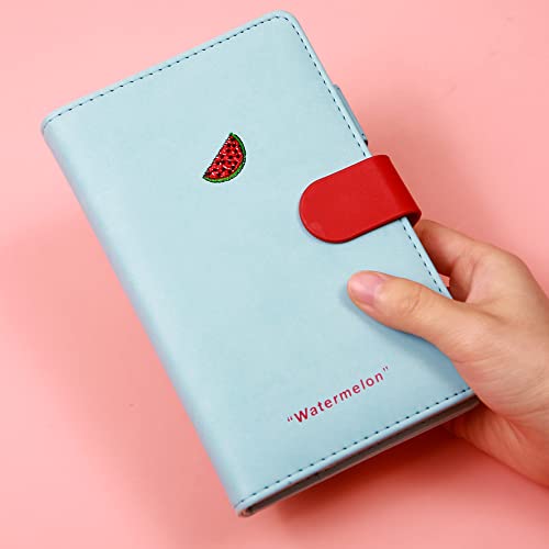 Cute Blue Journal Mini Refillable Diary A6 Hardcover Notebook With Pen 127Sheets 100Gsm Paper Watermelon #TOP3