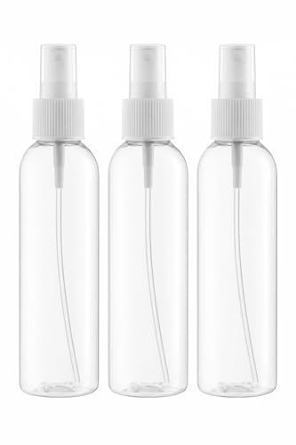 Clear Plastic Spray Bottles 100ml Pack of 3 | Fine Mist Refillable Empty Spray Bottle | Travel Size Mini Bottle for Perfume Cleaning Beauty Hair Sanitizer