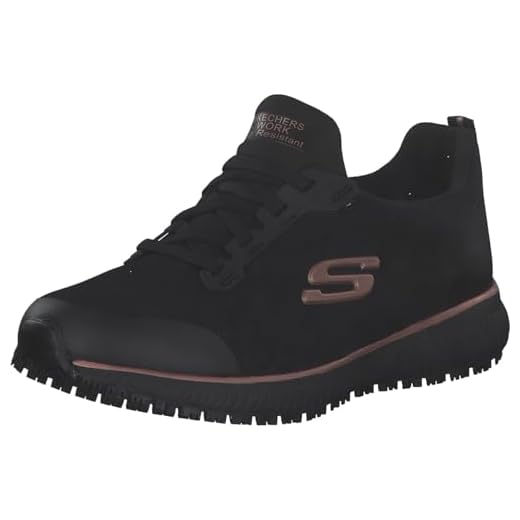 UCAYALI Arbeitsschuhe Herren Sicherheitsschuhe Herren Stahlkappenschuhe Anti-Smashing Arbeitsschutzschuhe Schutzschuhe Schwarz Gr.45 8 Skechers Damen Squad Sr Sneaker, Black Flat Knit Rose Gold Trim, 39 EU