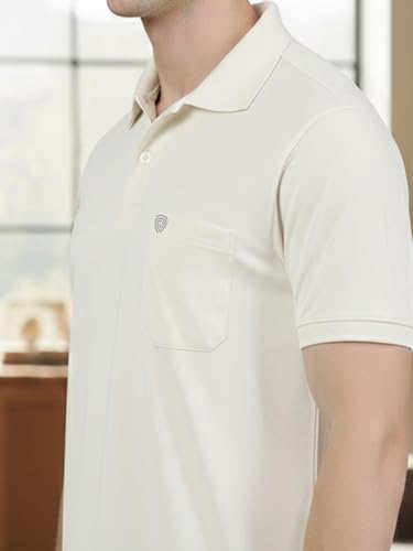 Image of Lux Cozi Men's Cotton Blend Polo T-Shirt with Chest Pocket | Collar T-Shirts for Men | Half Sleeves | Plain - Regular Fit (Pack of 2)