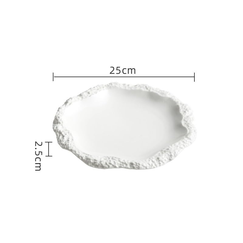 Teller Steinmuster Teller Haushalt Keramik Flache Platte Geschirr Hotel Western Food Küche Obstteller Geschirr(9.8inch)
