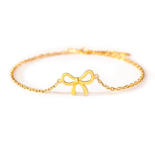 Image of STORYJEWELLERY Daughter Bracelet, Daughter Gifts, Birthday Presents for Adult Daughters, Graduation Present, Bow Bracelet for Daughters