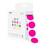 PARLAIM Etichette adesive per codifica a colori da 0,9 cm, 500 pezzi, in scatola dispenser, etichette adesive rotonde rosa fluorescenti, per ufficio e casa (rosa fluorescente)