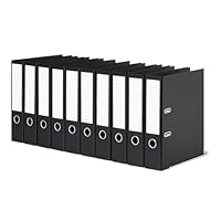 Amazon Basics Aktenordner, A4-Format, Ringordner, Büroordner, 10er-Pack, Schwarz