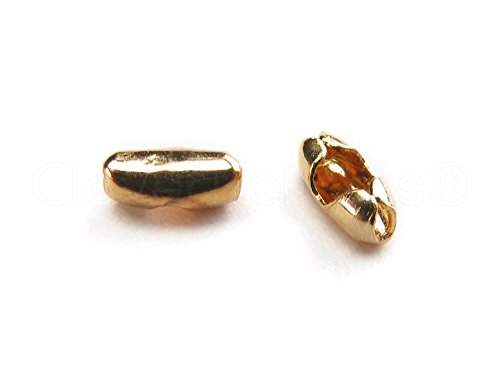 100 Pack - CleverDelights Ball Chain Clasps - Champagne Gold Color - for 1.5mm Ball Chains - Metal Ball Chain Connectors