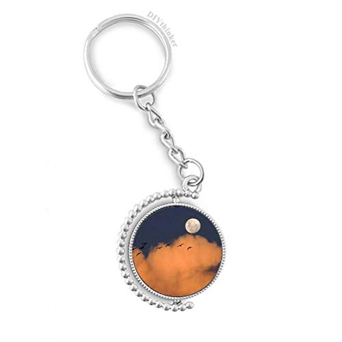 Key ring lune dark night nuages rotatif multicolore pour homme et femme